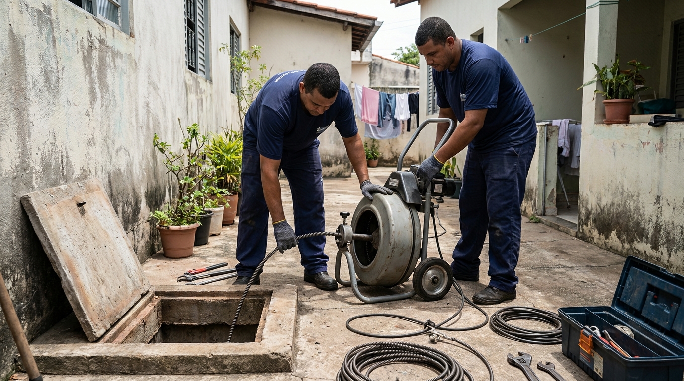 Desentupimento de Coluna Sanitária em Fátima, Canoas‑RS
